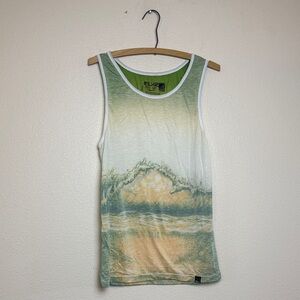 Men's Green and Orange Tank Top